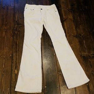 White boot cut corduroy pants